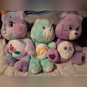 Care Bears Plush Trio - Purple, Green, and Blue